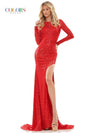 Colors Long Sleeve Sparkling Evening Dress 2849 - The Dress Outlet