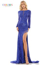 Colors Long Sleeve Sparkling Evening Dress 2849 - The Dress Outlet