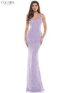 Colors Long Sleeveless Fitted Formal Prom Dress 103 - The Dress Outlet