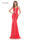 Colors Long Sleeveless Formal Beaded Dress 2696 - The Dress Outlet