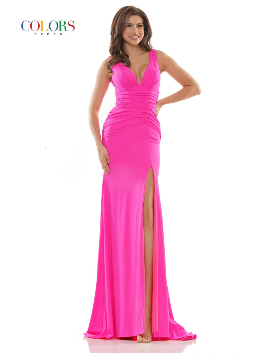 Colors Long Sleeveless Formal Fitted Dress 2694 - The Dress Outlet