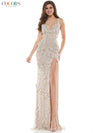 Colors Long Sleeveless Formal Fitted Prom Dress 110 - The Dress Outlet