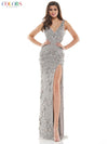 Colors Long Sleeveless Formal Fitted Prom Dress 110 - The Dress Outlet