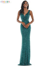 Colors Long Sleeveless Formal Fitted Prom Gown 1042 - The Dress Outlet