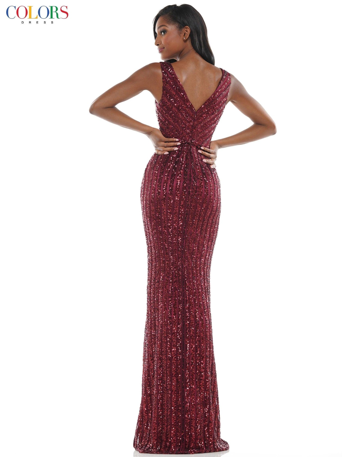 Colors Long Sleeveless Formal Fitted Prom Gown 1042 - The Dress Outlet