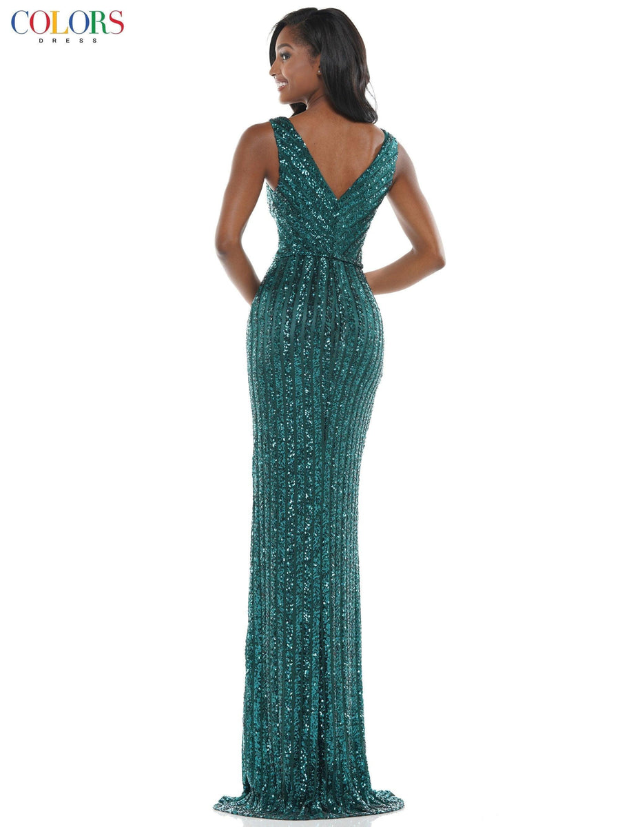 Colors Long Sleeveless Formal Fitted Prom Gown 1042 - The Dress Outlet