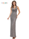 Colors Long Sleeveless Formal Fitted Prom Gown 1042 - The Dress Outlet