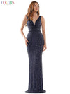 Colors Long Sleeveless Formal Fitted Prom Gown 1042 - The Dress Outlet