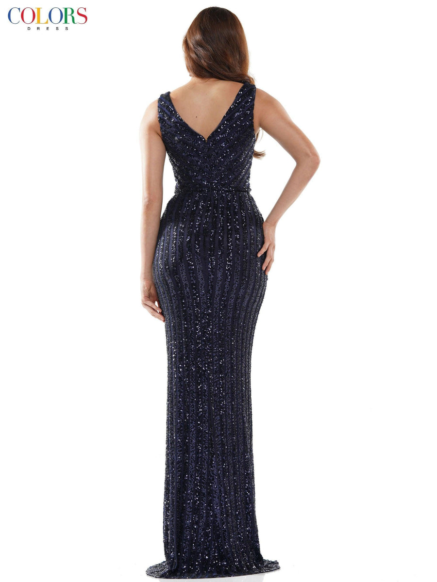 Colors Long Sleeveless Formal Fitted Prom Gown 1042 - The Dress Outlet