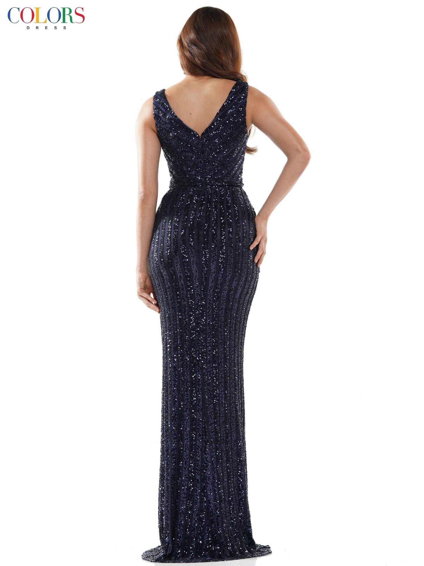 Colors Long Sleeveless Formal Fitted Prom Gown 1042 - The Dress Outlet