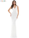 Colors Long Sleeveless Formal Fitted Prom Gown 1042 - The Dress Outlet