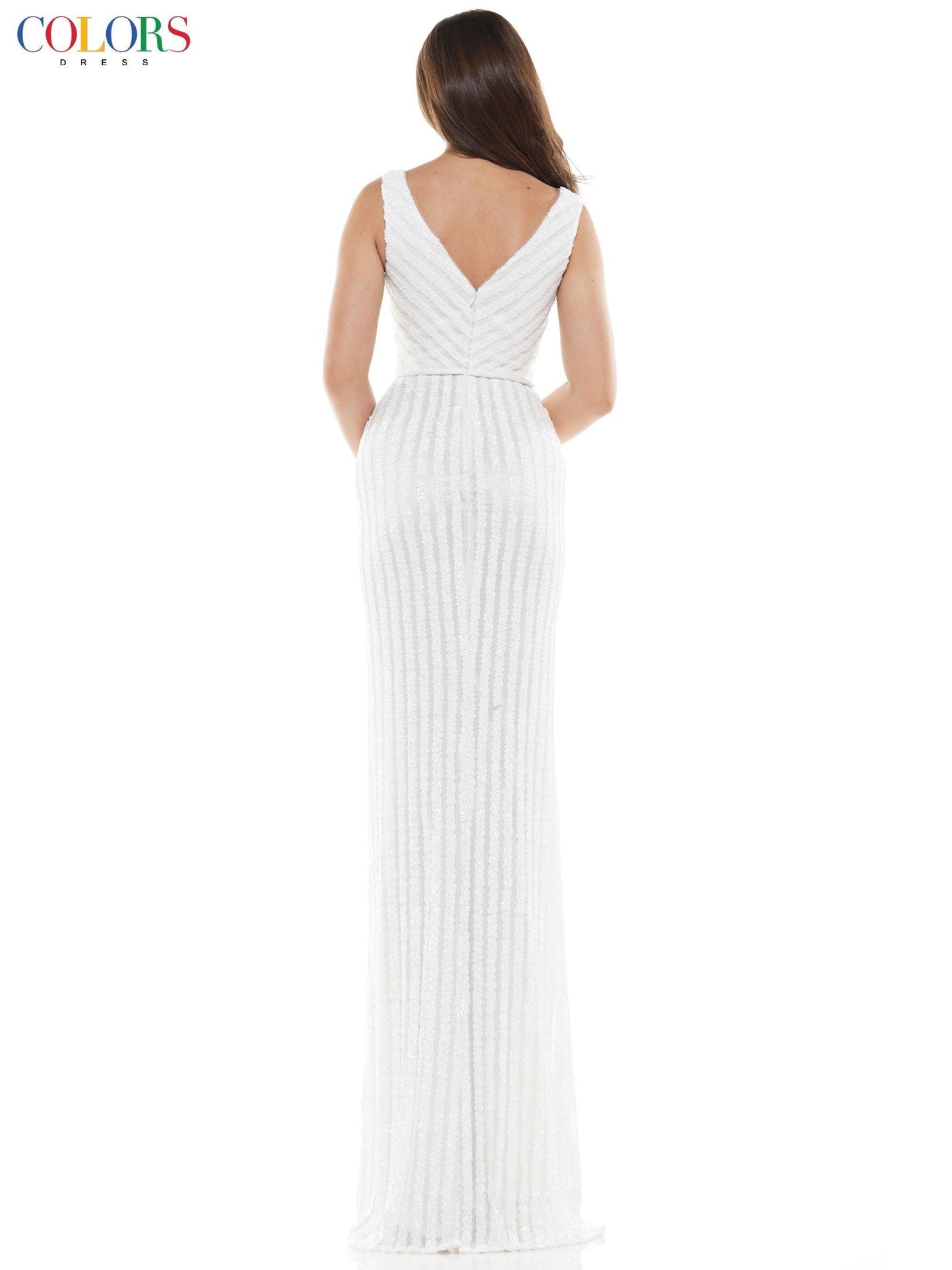 Colors Long Sleeveless Formal Fitted Prom Gown 1042 - The Dress Outlet