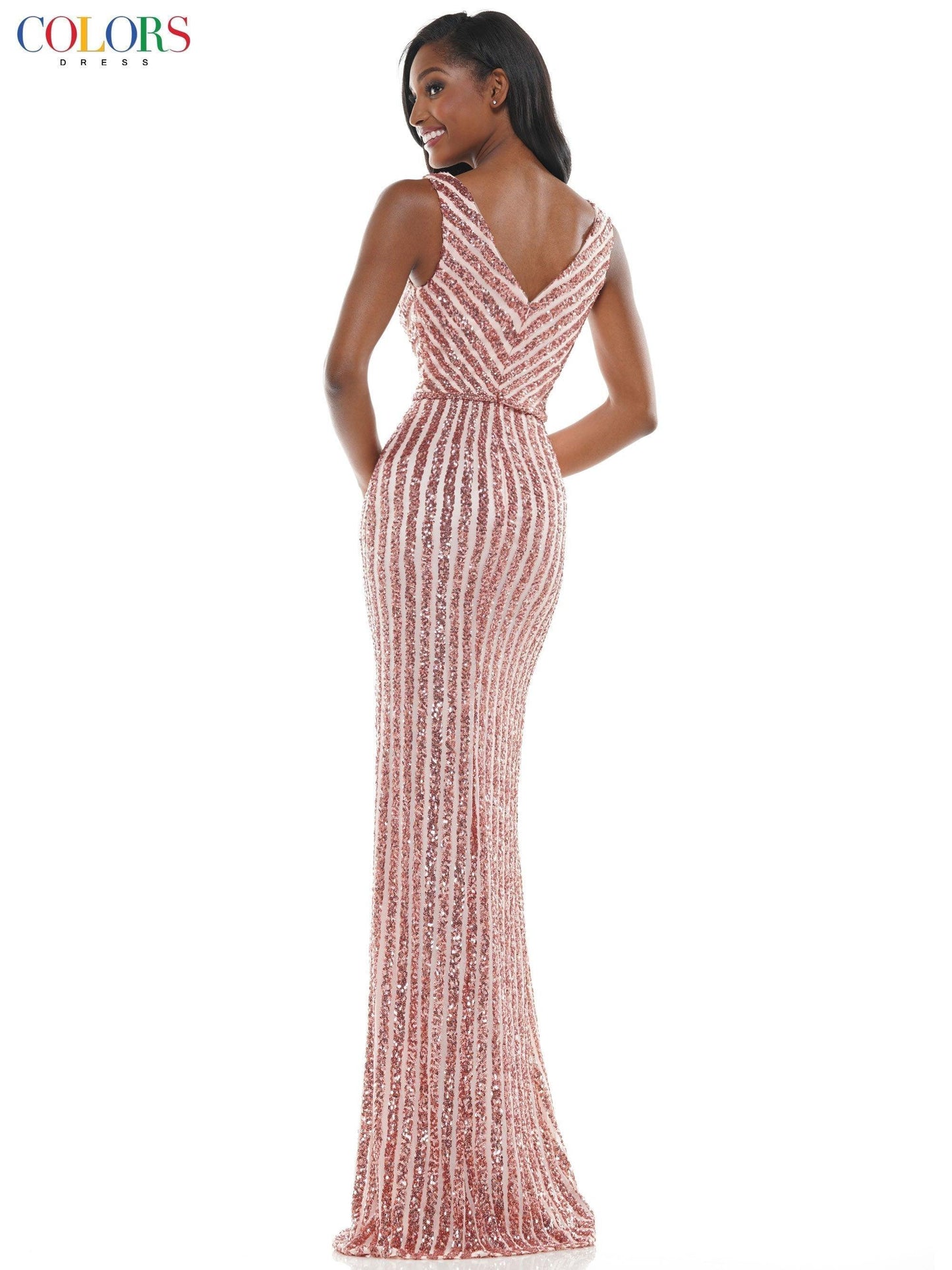 Colors Long Sleeveless Formal Fitted Prom Gown 1042 - The Dress Outlet