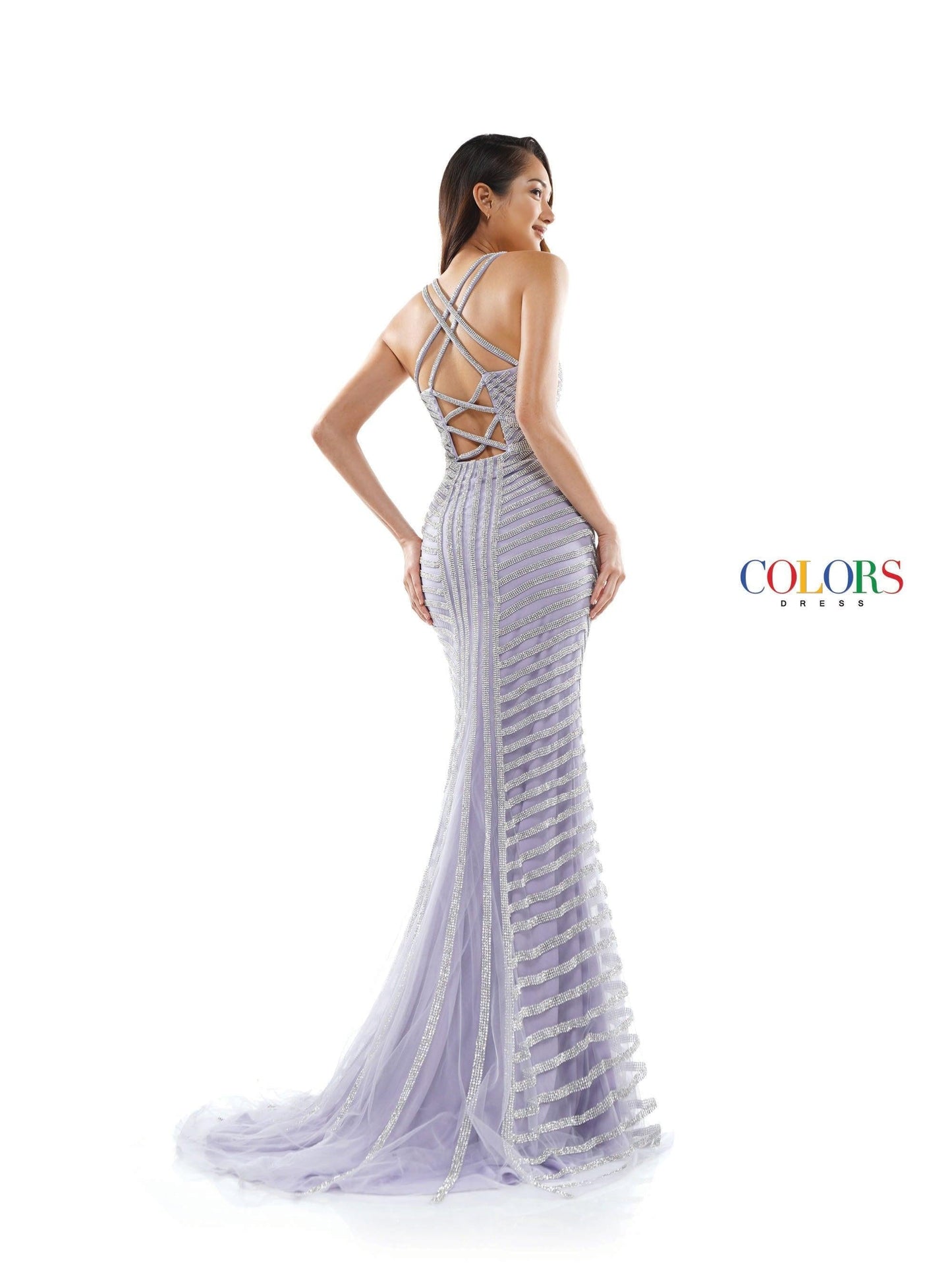Colors Long Sleeveless Formal Fitted Prom Gown 2337 - The Dress Outlet