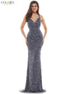 Colors Long Spaghetti Strap Beaded prom Dress 115 - The Dress Outlet