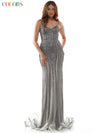 Colors Long Spaghetti Strap Beaded Prom Dress 664 - The Dress Outlet
