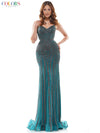 Colors Long Spaghetti Strap Beaded Prom Dress 664 - The Dress Outlet