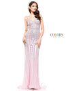 Colors Long Spaghetti Strap Beaded Prom Dress 664 - The Dress Outlet
