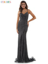 Colors Long Spaghetti Strap Beaded Prom Dress 664 - The Dress Outlet