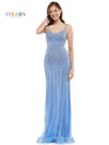 Colors Long Spaghetti Strap Beaded Prom Dress 664 - The Dress Outlet