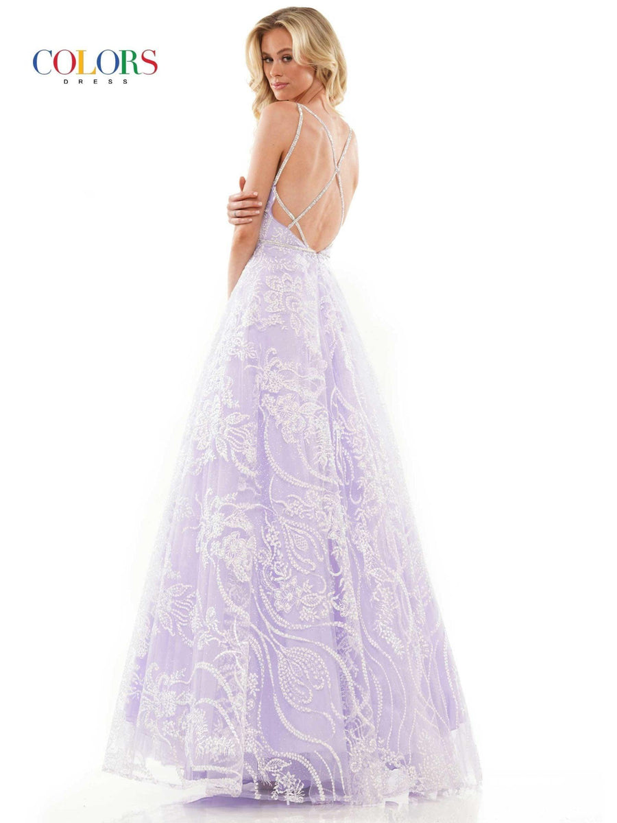 Colors Long Spaghetti Strap Evening Dress 2834 - The Dress Outlet