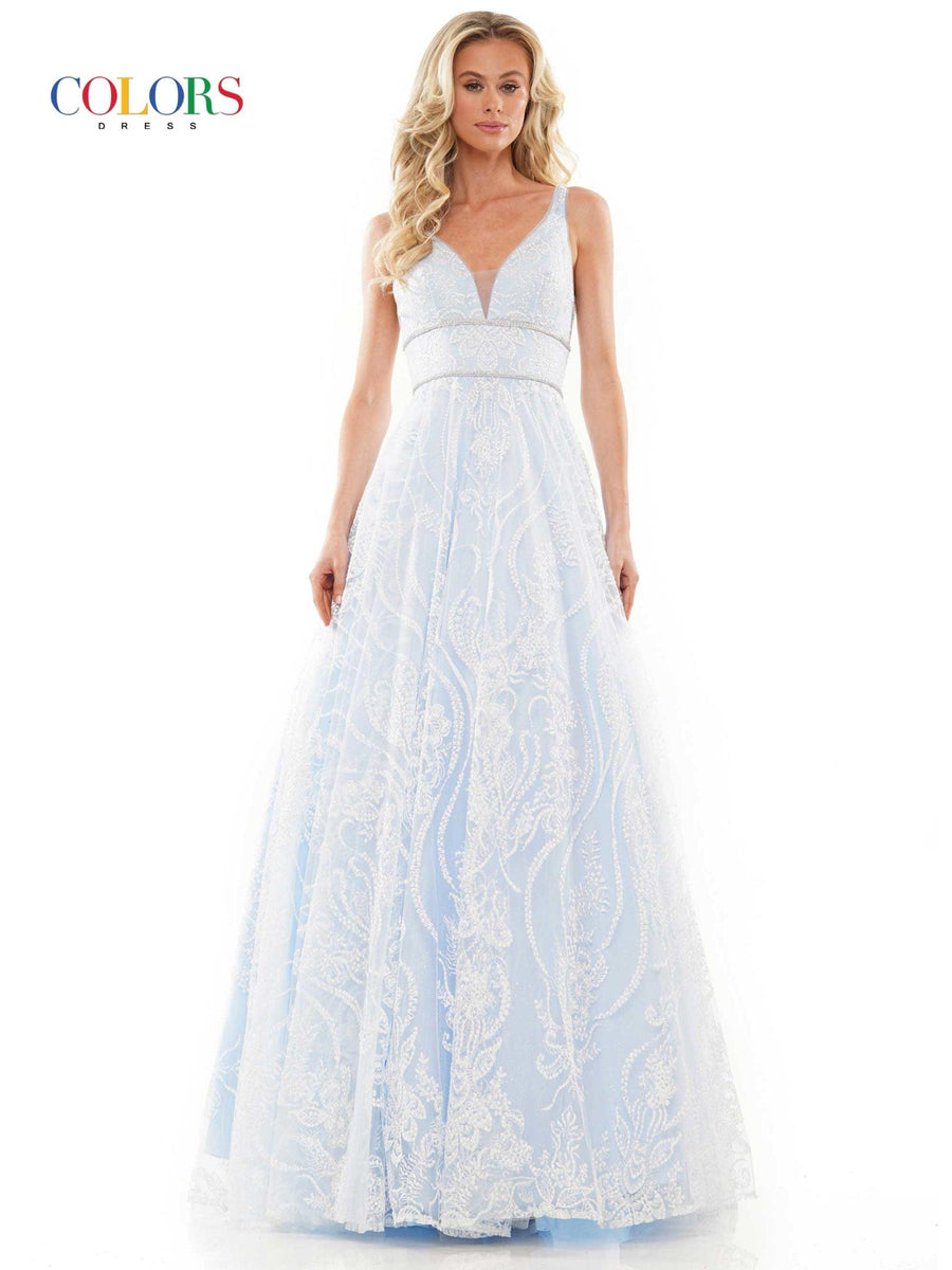 Colors Long Spaghetti Strap Evening Dress 2834 - The Dress Outlet