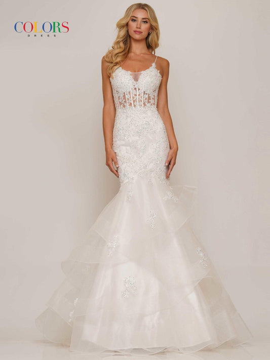 Colors Long Spaghetti Strap Evening Dress 2899 - The Dress Outlet