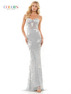 Colors Long Spaghetti Strap Evening Dress - The Dress Outlet