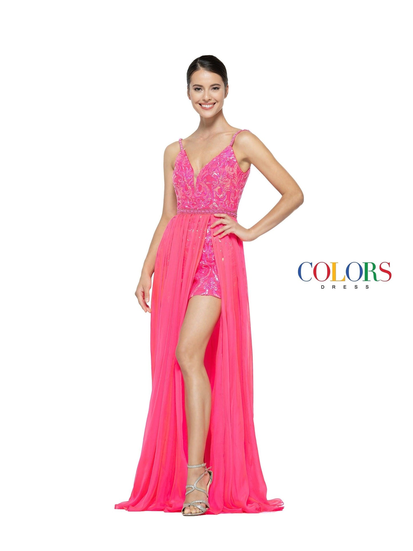 Colors Long Spaghetti Strap Formal A Line Dress 937 - The Dress Outlet