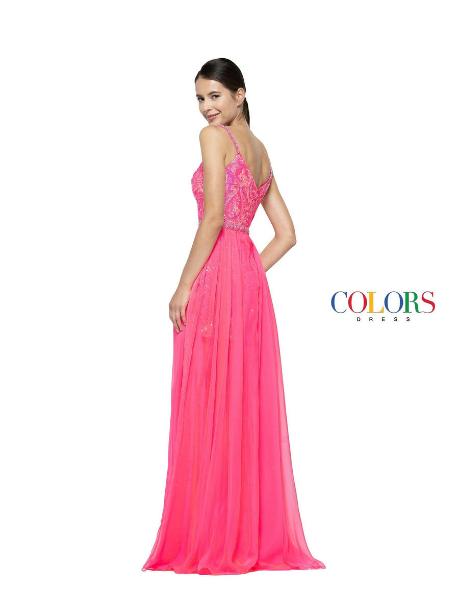 Colors Long Spaghetti Strap Formal A Line Dress 937 - The Dress Outlet