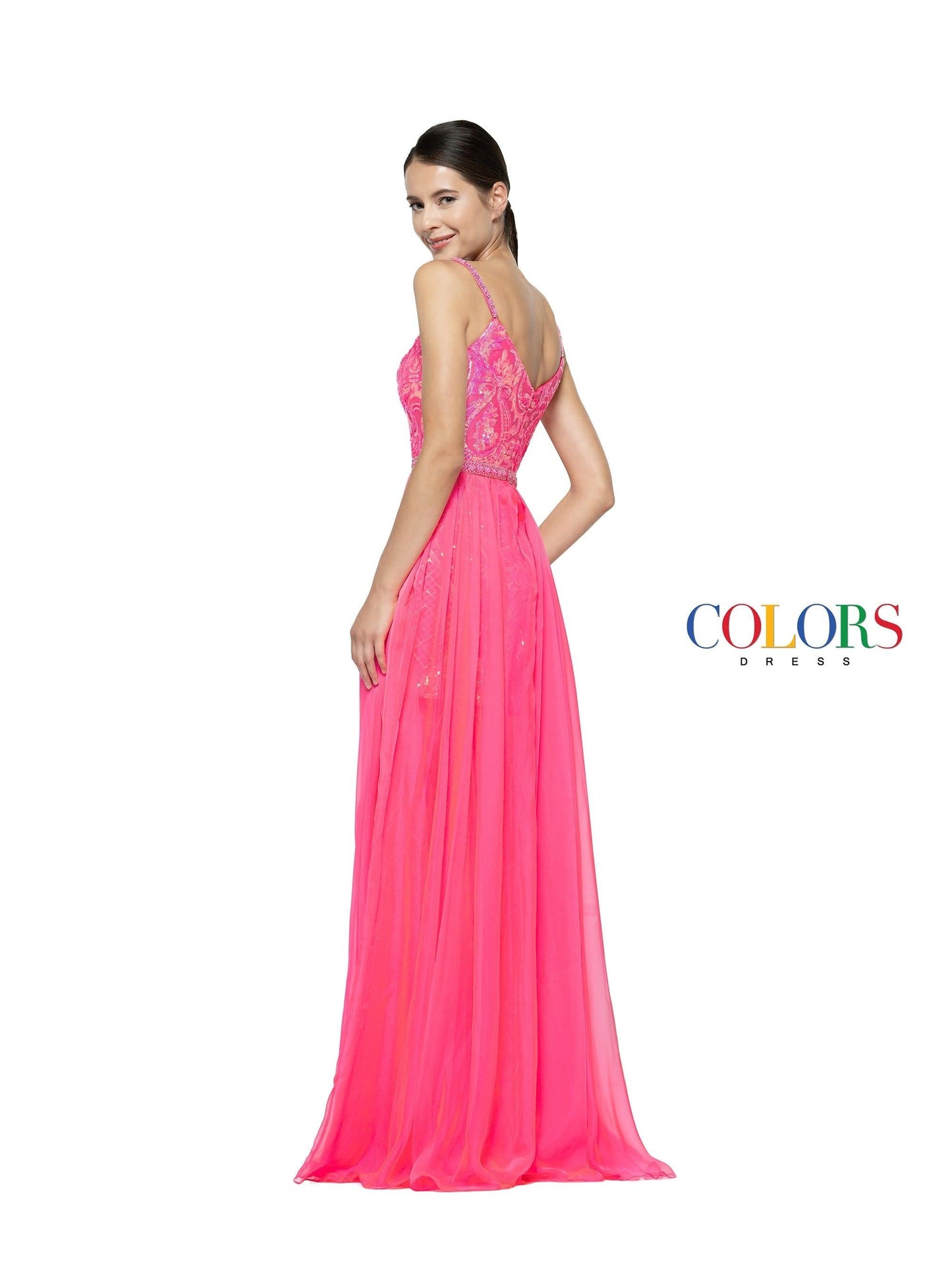 Colors Long Spaghetti Strap Formal A Line Dress 937 - The Dress Outlet