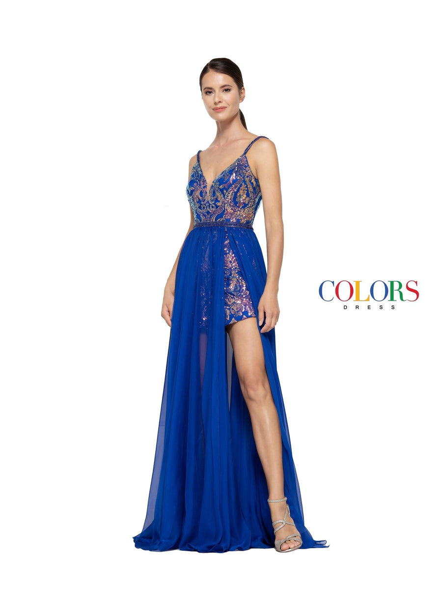 Colors Long Spaghetti Strap Formal A Line Dress 937 - The Dress Outlet