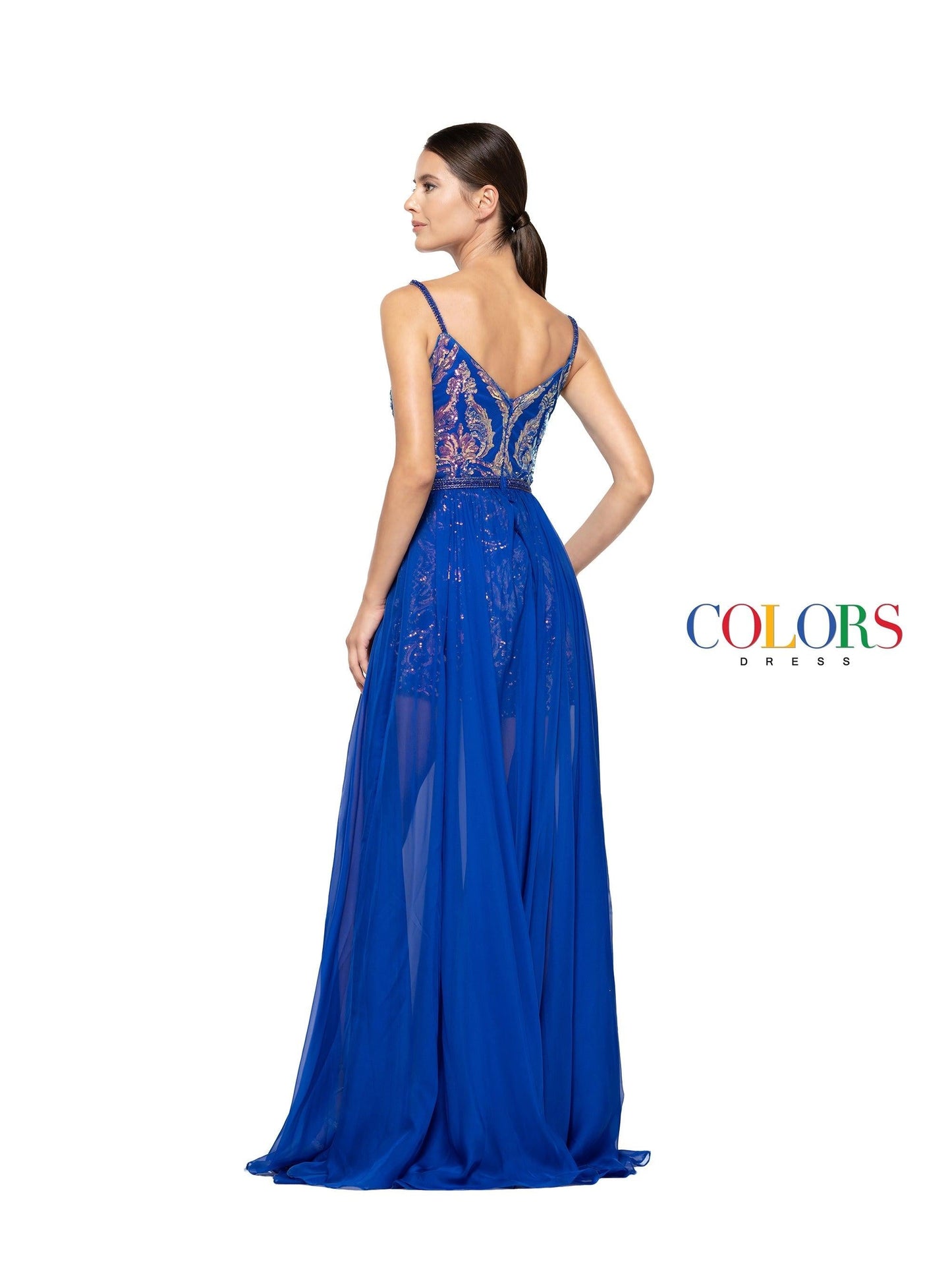 Colors Long Spaghetti Strap Formal A Line Dress 937 - The Dress Outlet