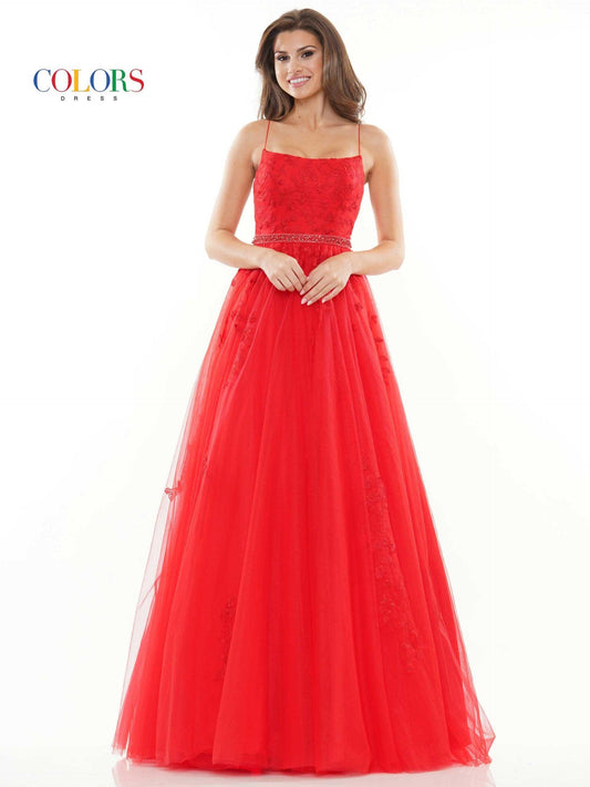 Colors Long Spaghetti Strap Formal Prom Dress 2532 - The Dress Outlet