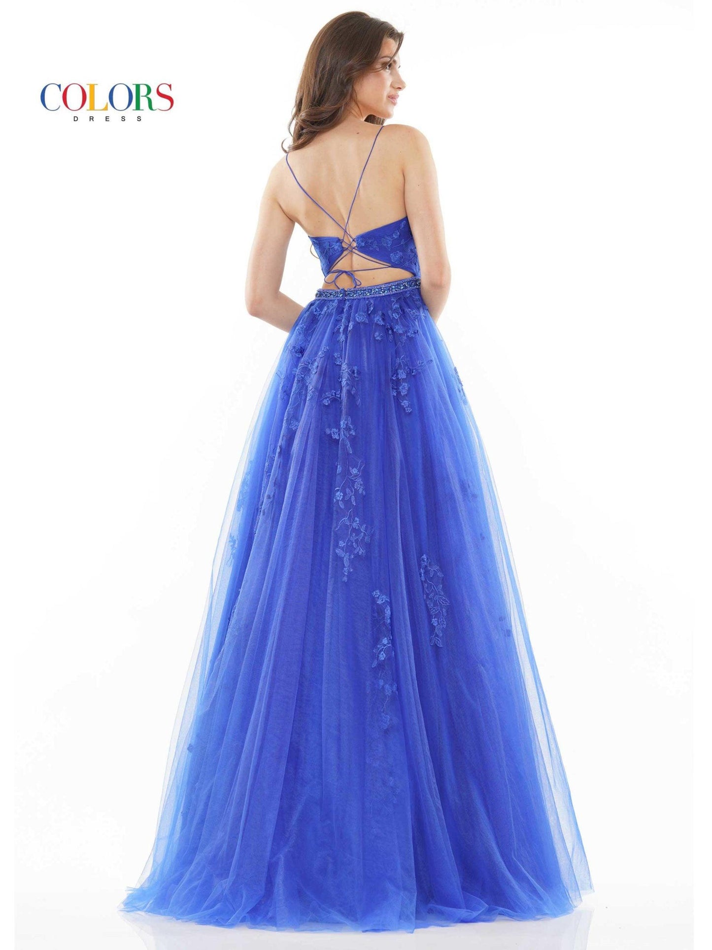 Colors Long Spaghetti Strap Formal Prom Dress 2532 - The Dress Outlet