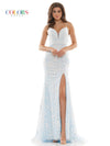 Colors Long Spaghetti Strap Glitter Prom Dress 1076 - The Dress Outlet