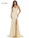 Colors Long Spaghetti Strap Glitter Prom Dress 1076 - The Dress Outlet