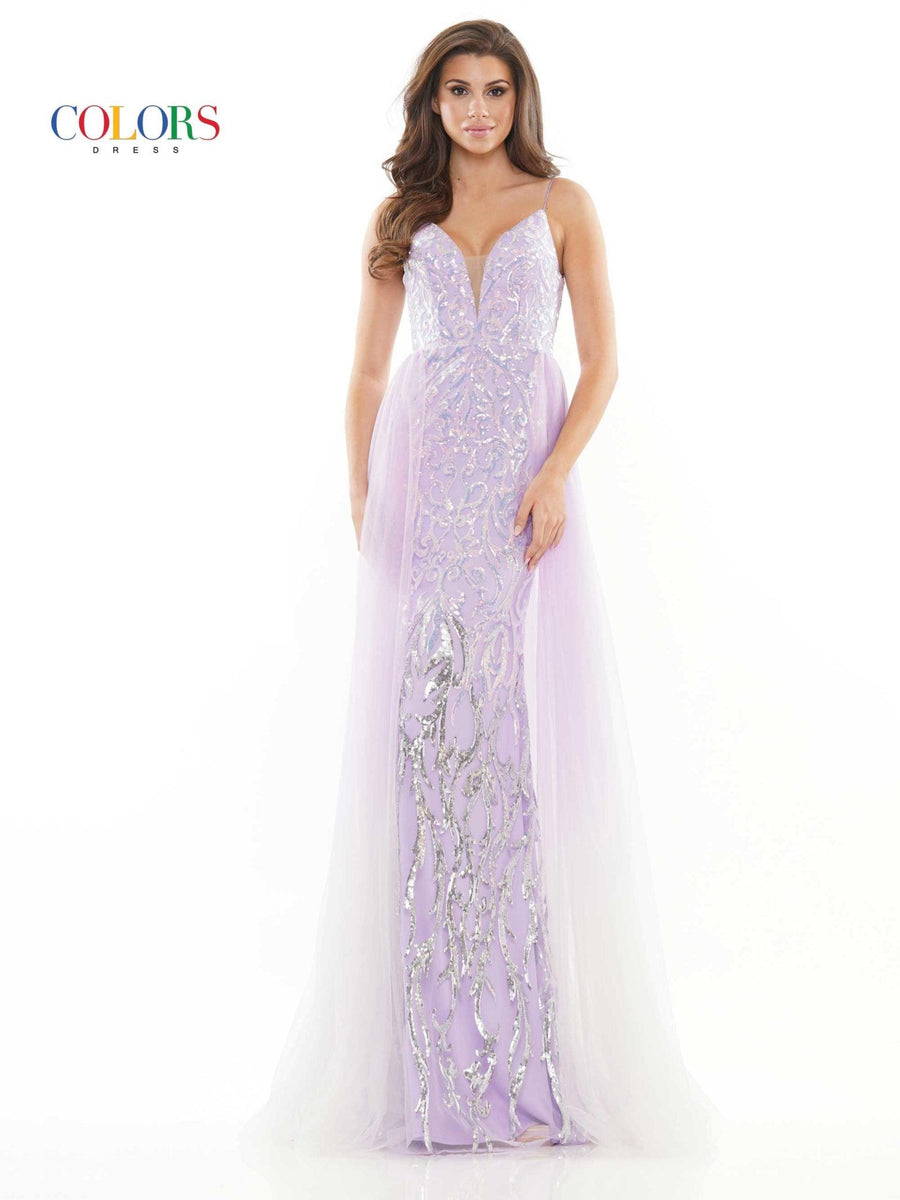 Colors Long Spaghetti Strap Ombre Prom Dress 2757 - The Dress Outlet