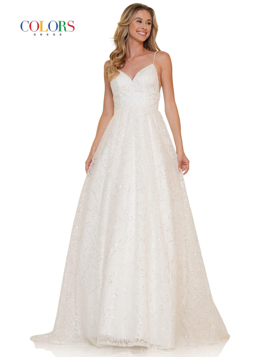 Colors Long Spaghetti Strap Prom Ball Gown 2687 - The Dress Outlet