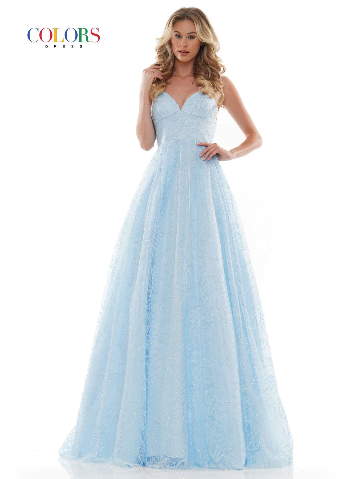 Colors Long Spaghetti Strap Prom Ball Gown 2687 - The Dress Outlet