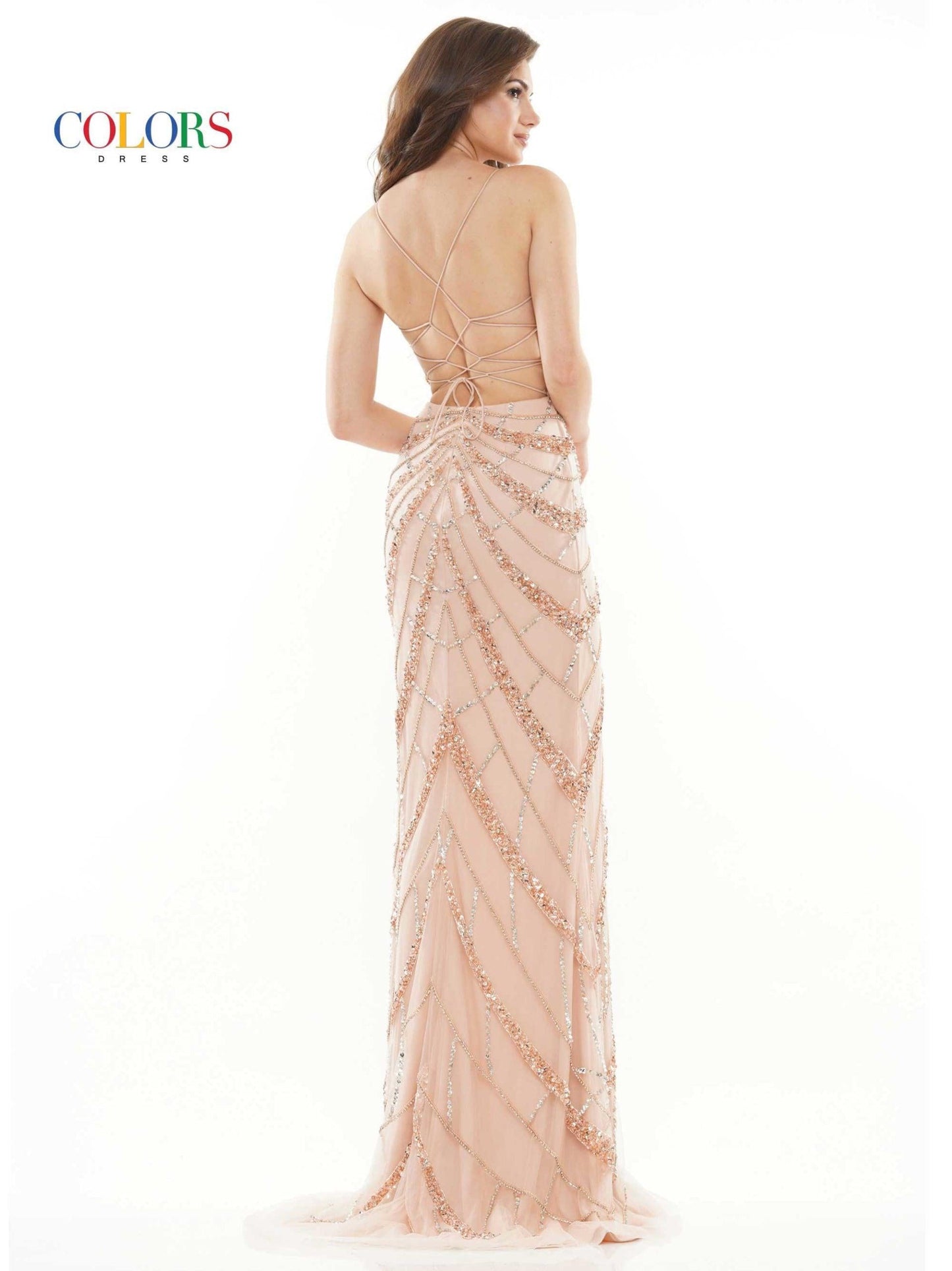 Colors Long Spaghetti Strap Prom Formal Dress 2678 - The Dress Outlet