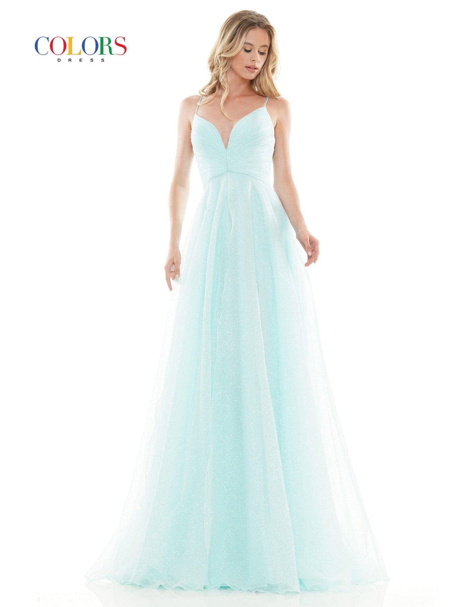 Colors Long Spaghetti Strap Prom Formal Dress 2680 - The Dress Outlet