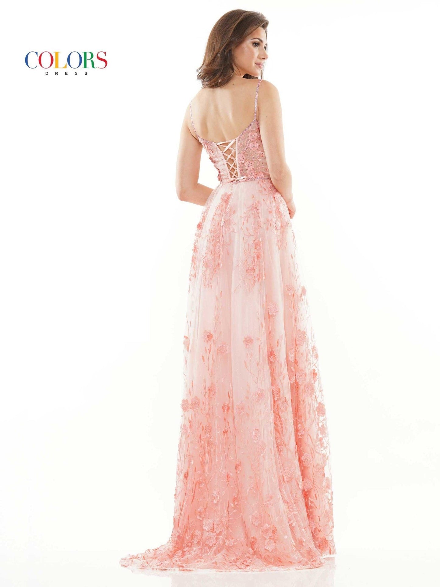 Colors Long Spaghetti Strap Prom Formal Gown 2726 - The Dress Outlet