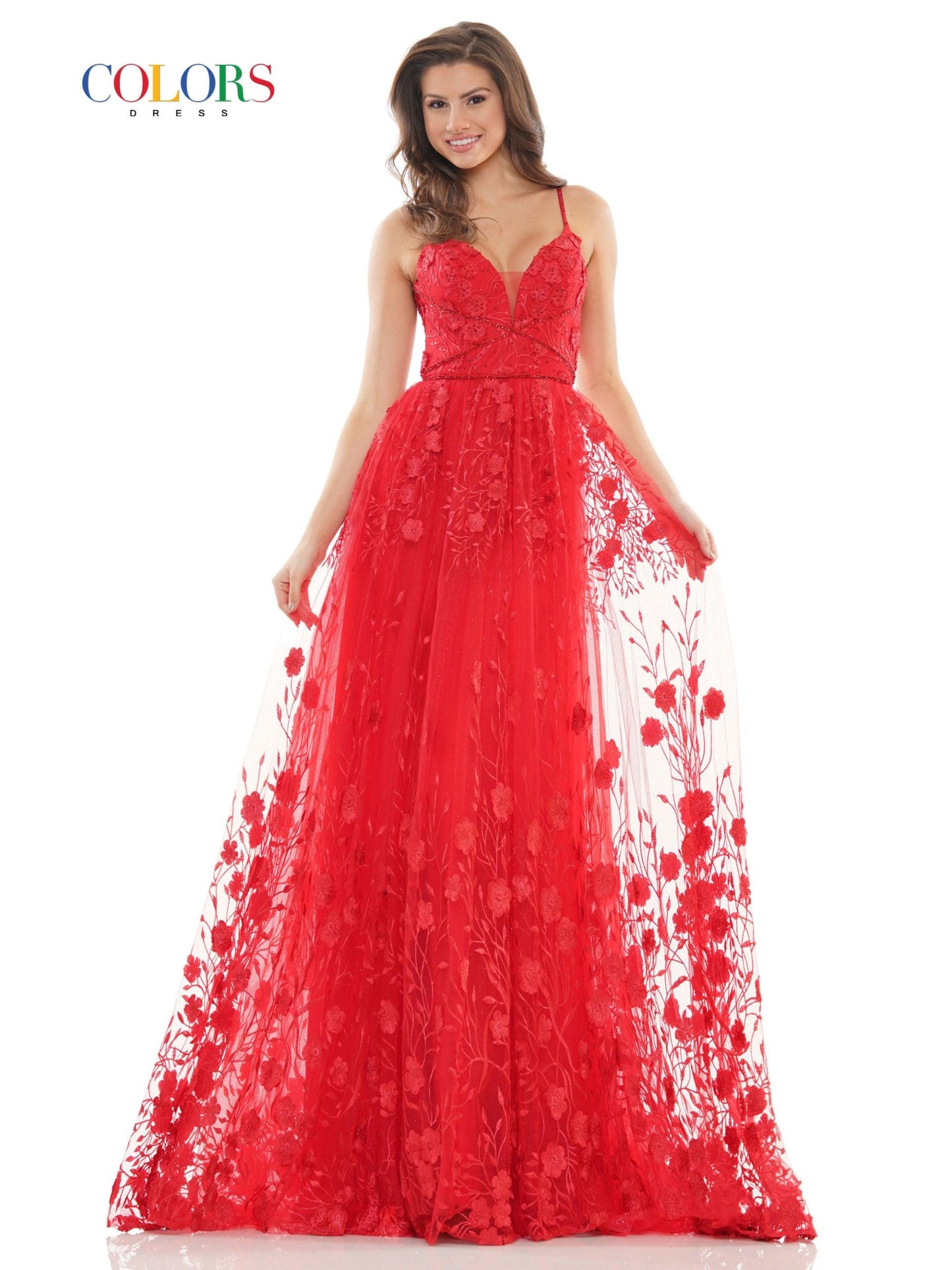Colors Long Spaghetti Strap Prom Formal Gown 2726 - The Dress Outlet