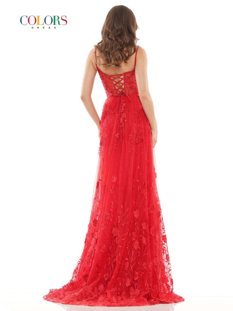 Colors Long Spaghetti Strap Prom Formal Gown 2726 - The Dress Outlet