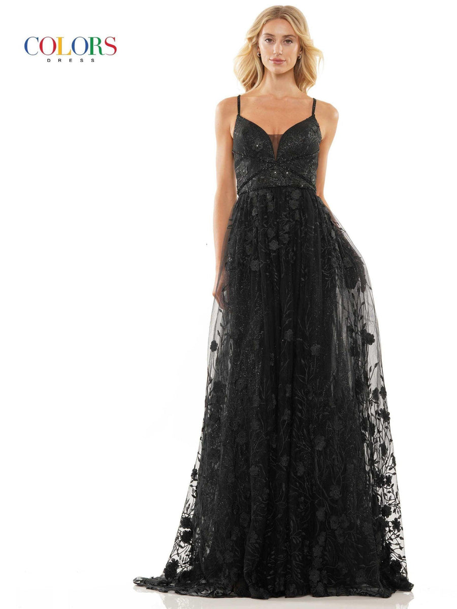 Colors Long Spaghetti Strap Prom Formal Gown 2726 - The Dress Outlet