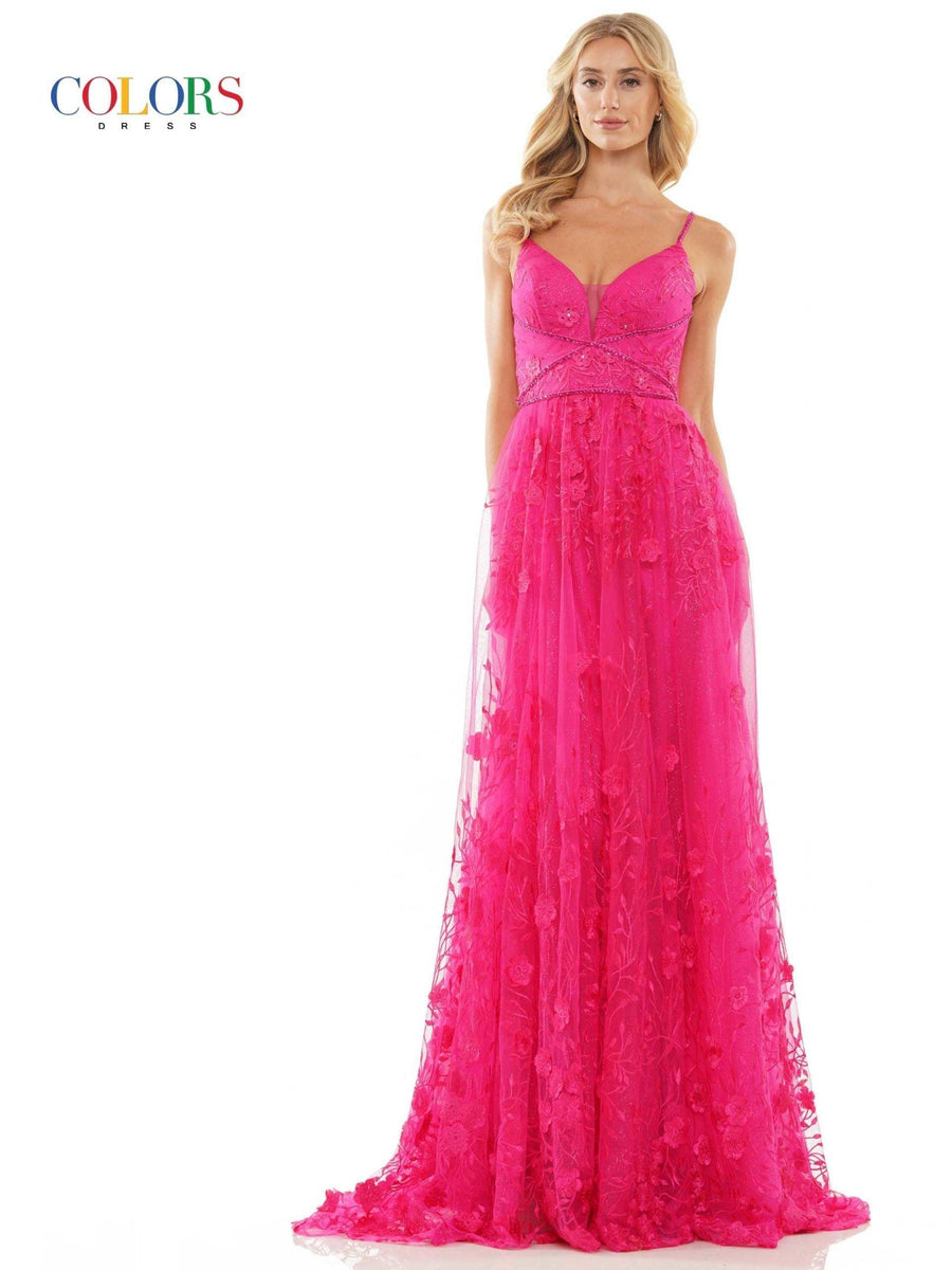 Colors Long Spaghetti Strap Prom Formal Gown 2726 - The Dress Outlet