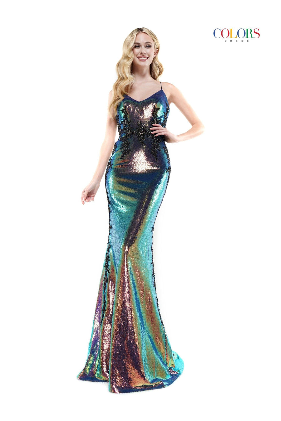 Colors Long Spaghetti Strap Sexy Prom Dress 2519 - The Dress Outlet