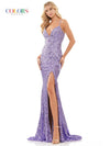 Colors Long Spaghetti Straps Evening Dress - The Dress Outlet