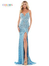 Colors Long Spaghetti Straps Evening Dress - The Dress Outlet